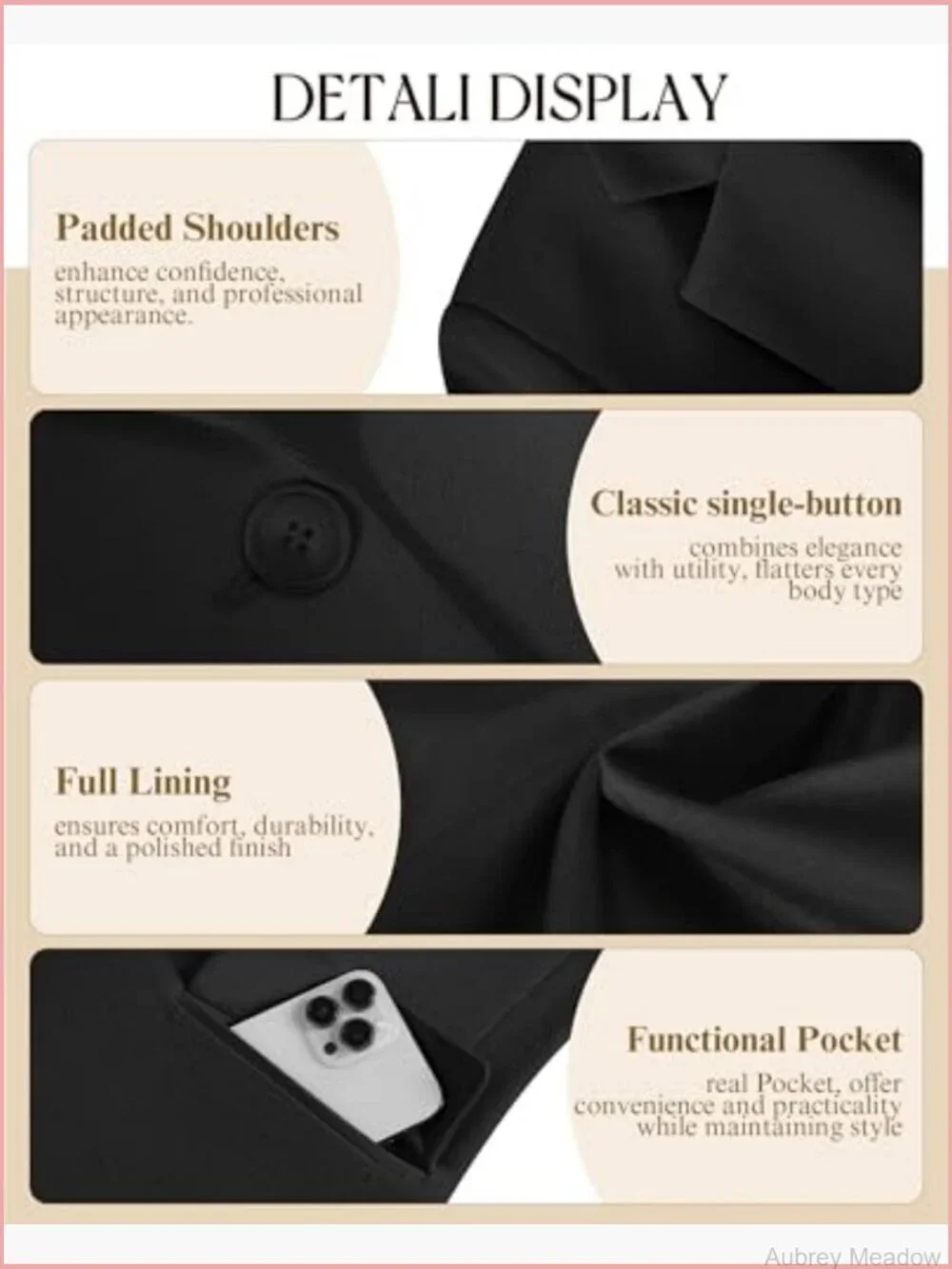 Womens One Button Blazer Long Sleeve Notch Lapel Office Work Jacket Suit with